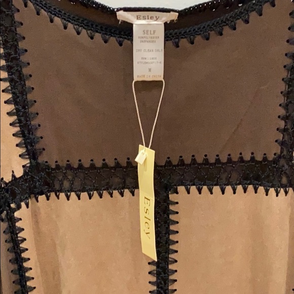 Esley Patchwork Suede Fringed Top - Picture 3 of 4